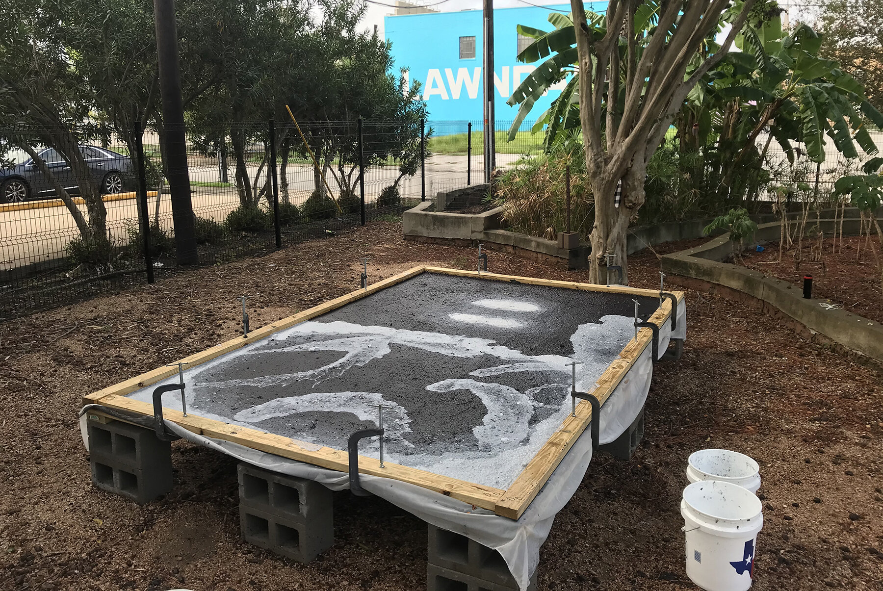  Hong Hong, in-process environmental pour, location: Houston, TX, 2020, Artwork Courtesy of the Artist 