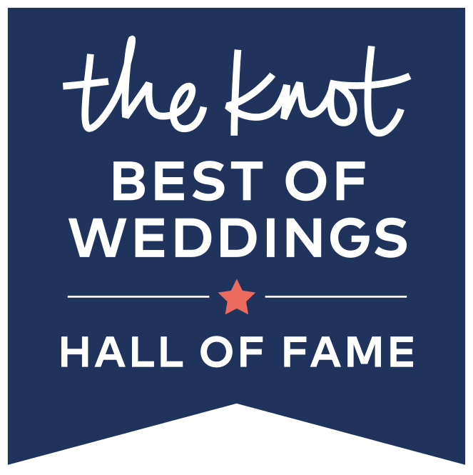 The Knot Best of Weddings Hall of Fame award badge