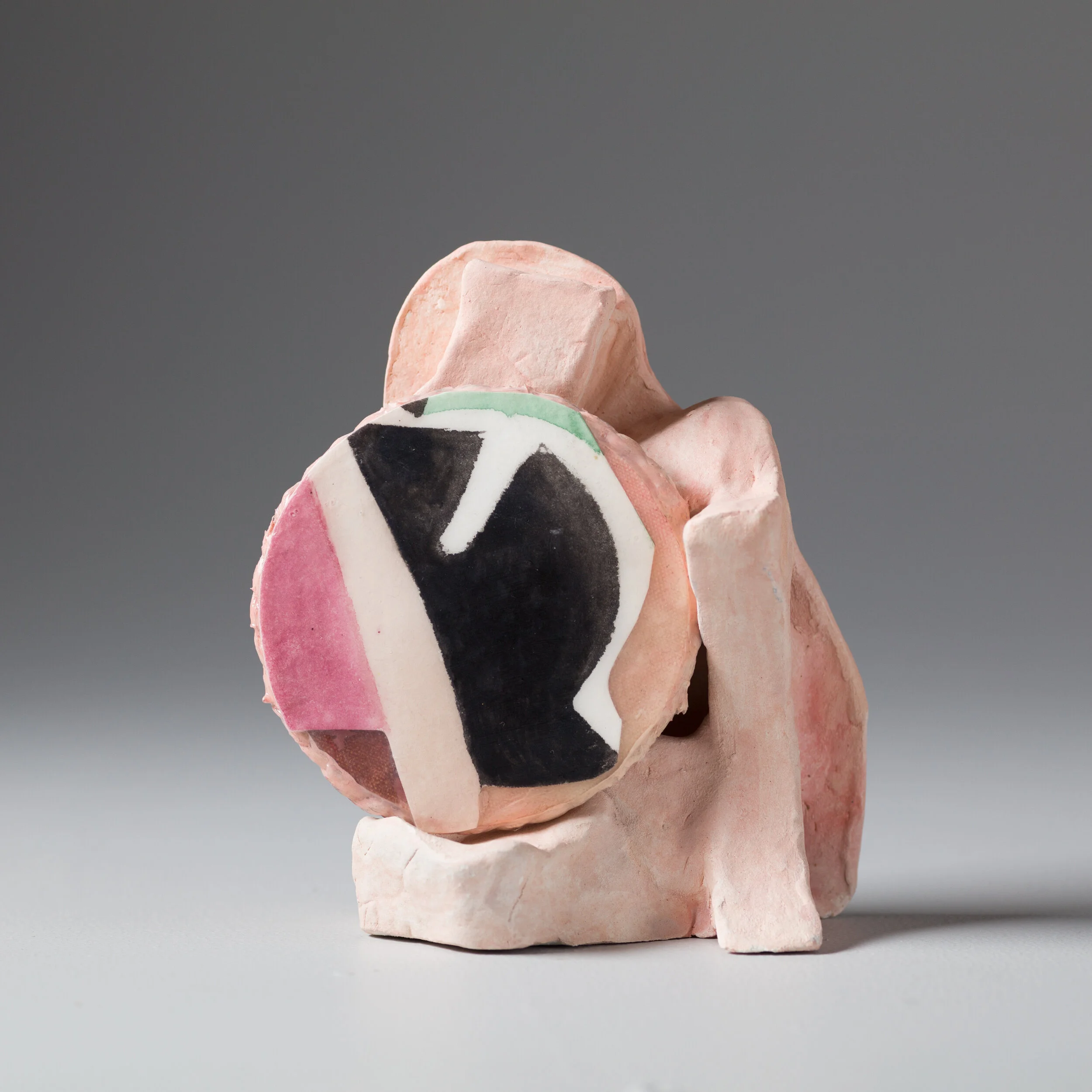  Sit with it, 2020, watercolour, acrylic, acrylic medium, on paper and found object, support: earthenware, underglaze. 15cm tall x 15cm wide x 8cm deep, photo by Matthew Stanton 