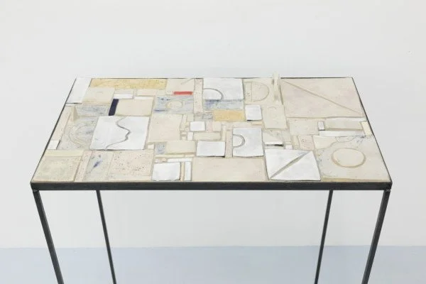  Elevation 1, 2022, steel, glazed stoneware, earthenware and midfire hand made tiles, tile adhesive, grout, mdf, acrylic paint, 40.5Cm x 70.5cm x 90cm, photo by Tim Gresham 