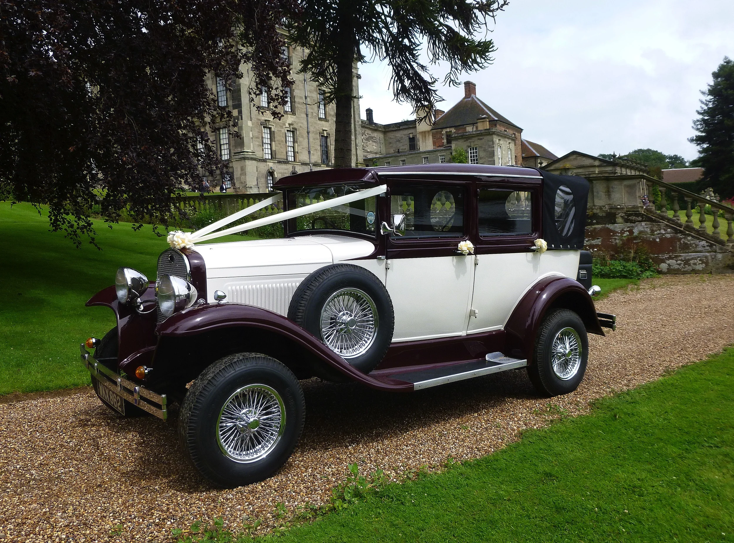 Stoneleigh Abbey. As with some other grand venues we are allowed to take our cars where others are unable to venture - very special. Often presenting some great photo locations when our duties to the wedding are finished.