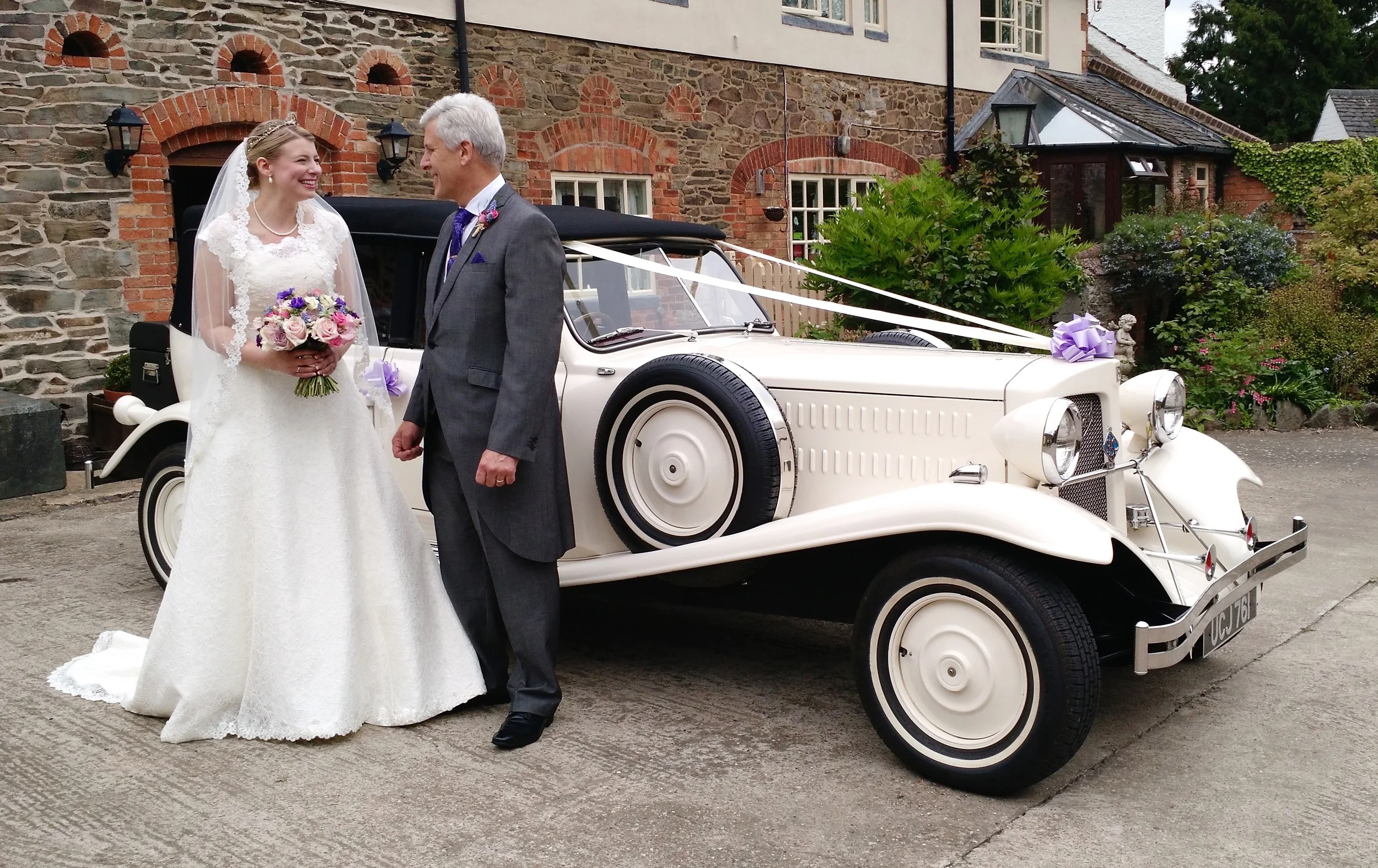 Laura and Father about to leave Horse Shoe Cottage Farm for the Wedding in Newtown Linford