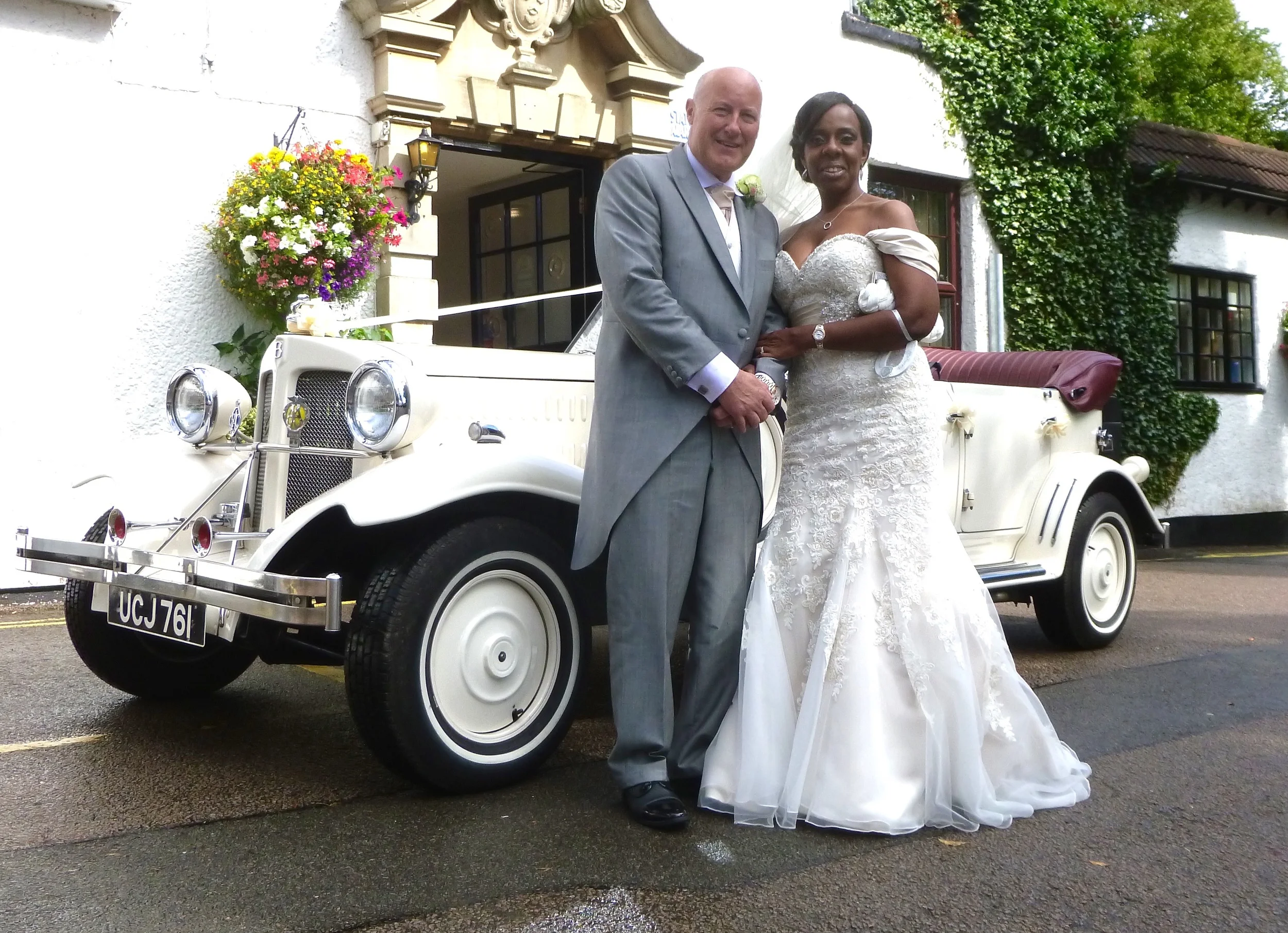Richard and Lynda posing for some photos on arrival at Ullesthorpe Court Hotel. A lovely Wedding with a very relaxed and happy couple. So pleased they got a fair share of the sunshine.