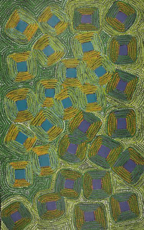 Gloria Napangardi Gill, Lukarrara Jukurrpa (Desert Fringe-rush Seed Dreaming)