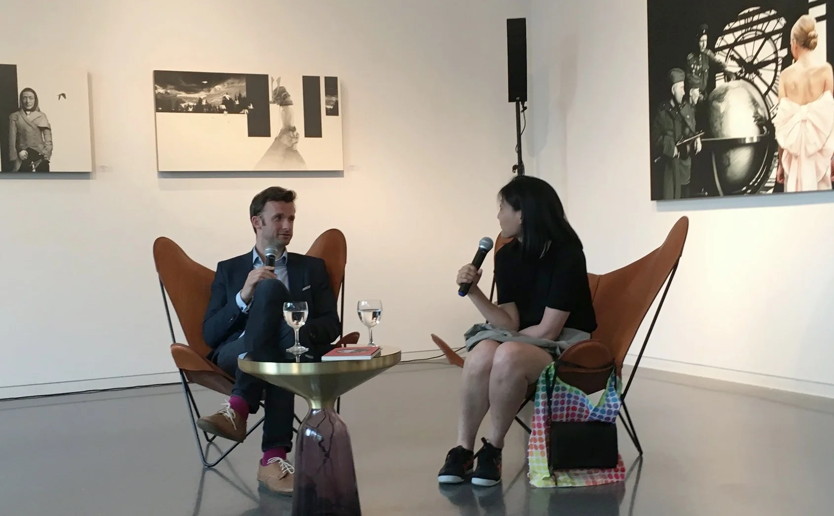 In conversation with author of Fingerpflanzen , Anna Kim at the private view of my solo show The Way I Remember You Now at Venet-Haus Galerie. Photo courtesy of Marie Harnett. 