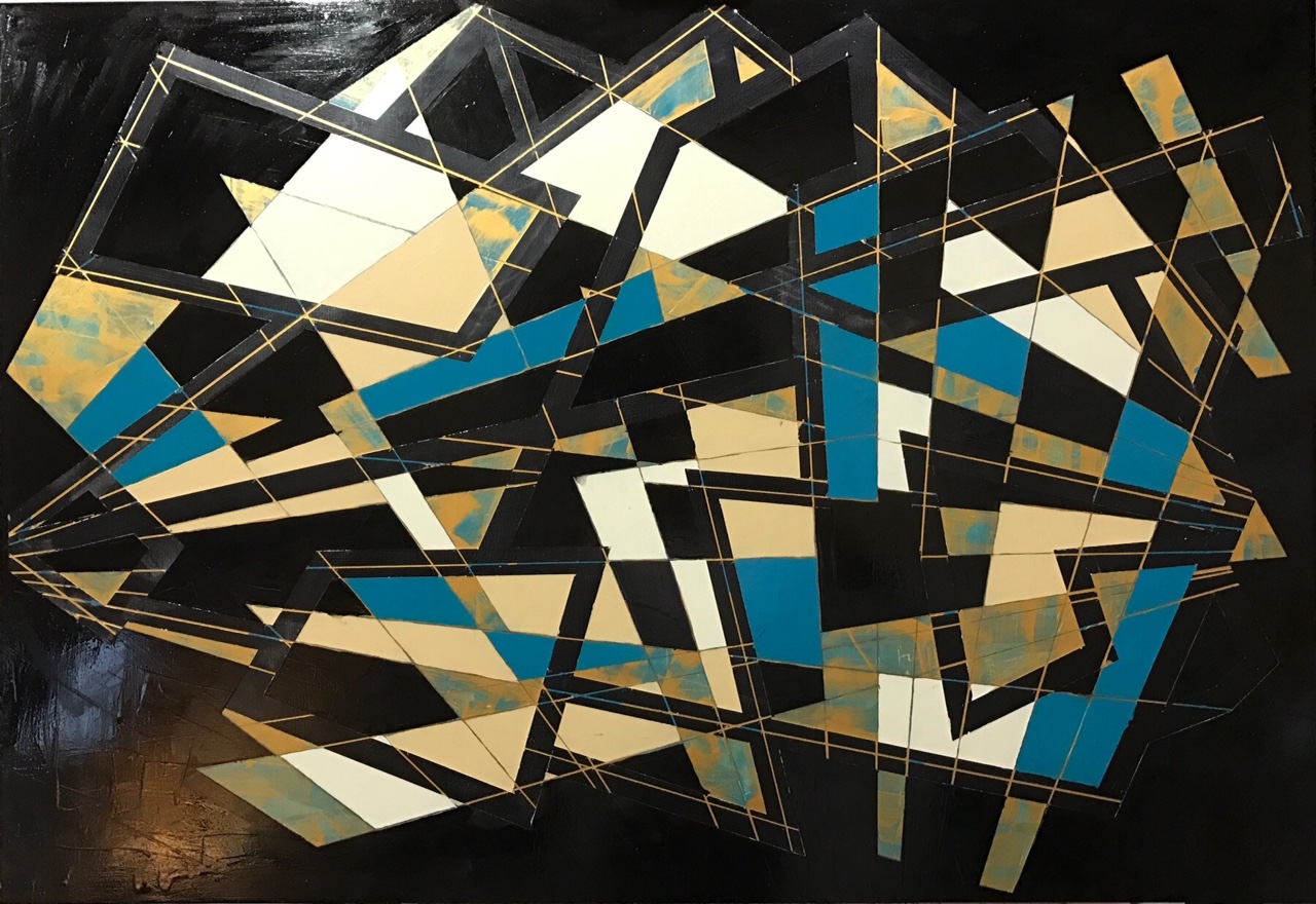 "Dystopia" Acrylic and enamel on plywood panel; 115x80cm
