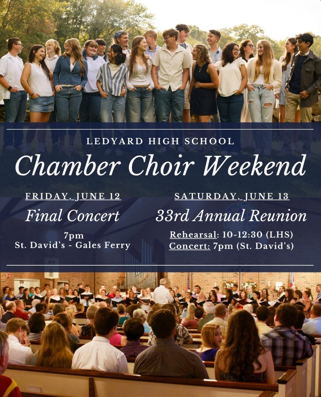 Ledyard Chamber Chior Weekend June 12 and 13