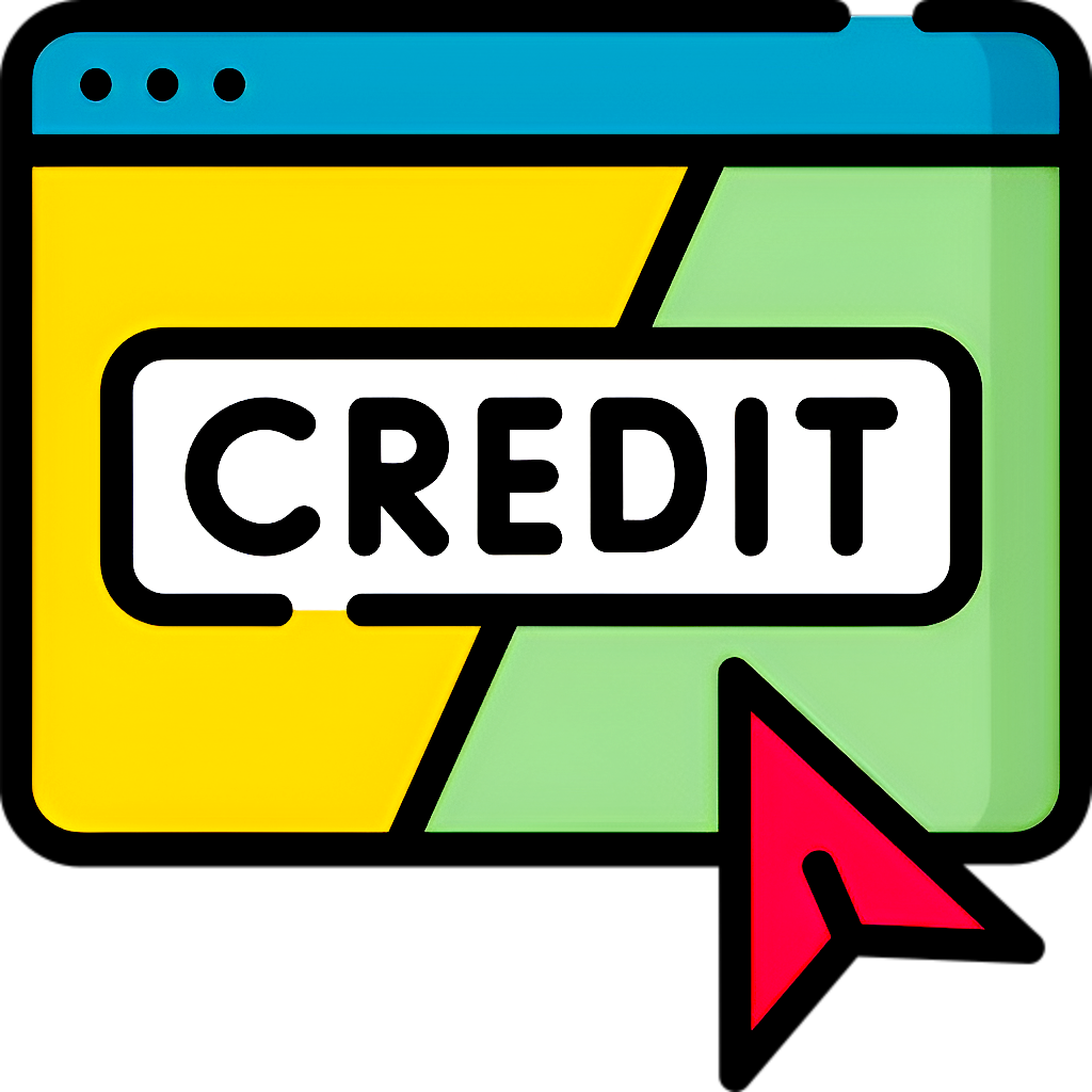 Cartoon graphic of a browser that reads "CREDIT" in the center.