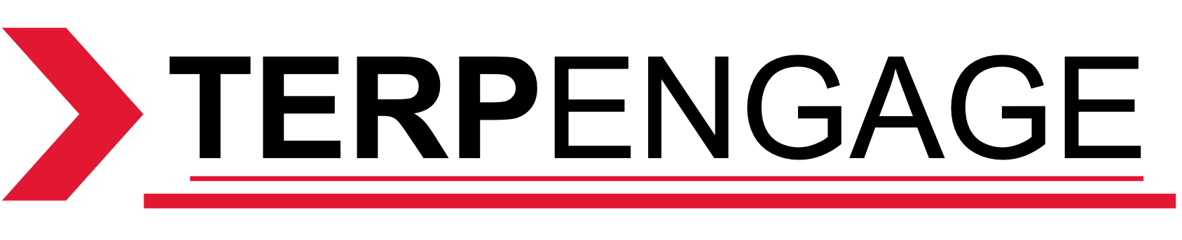 Bold red arrow pointing right towards bold black text that reads TERP ENGAGE.