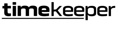 Bold black text that reads "TimeKeeper."