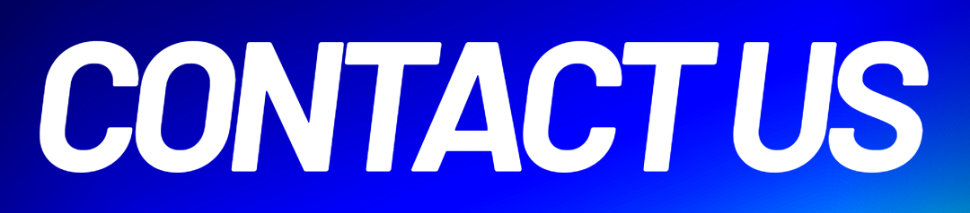 White bold, italicized text reads "CONTACT US" in front of a blue gradient background.
