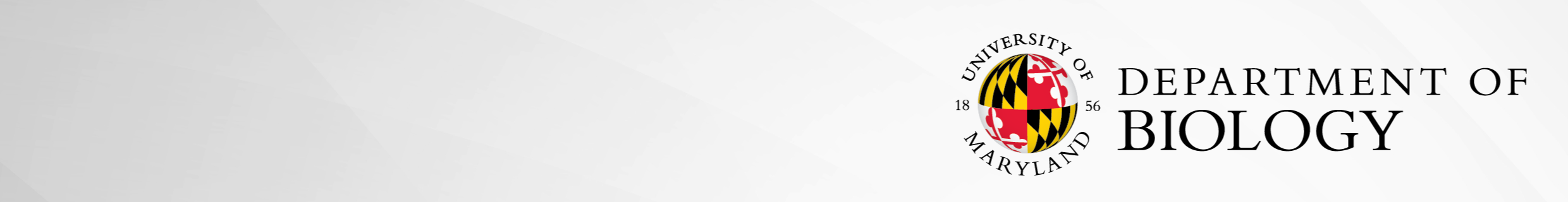 White banner with the University of Maryland logo for the Department of Biology.