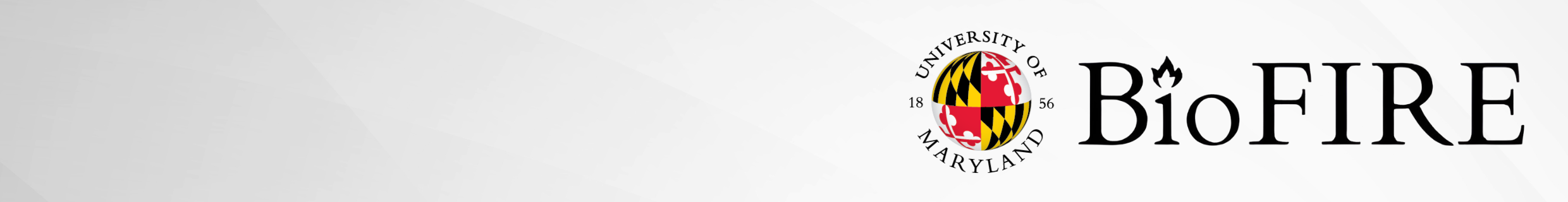 White banner with the University of Maryland logo for the BioFIRE Living Learning Community.