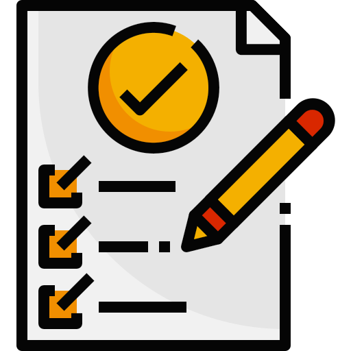 Cartoon stylized check list with a pencil.