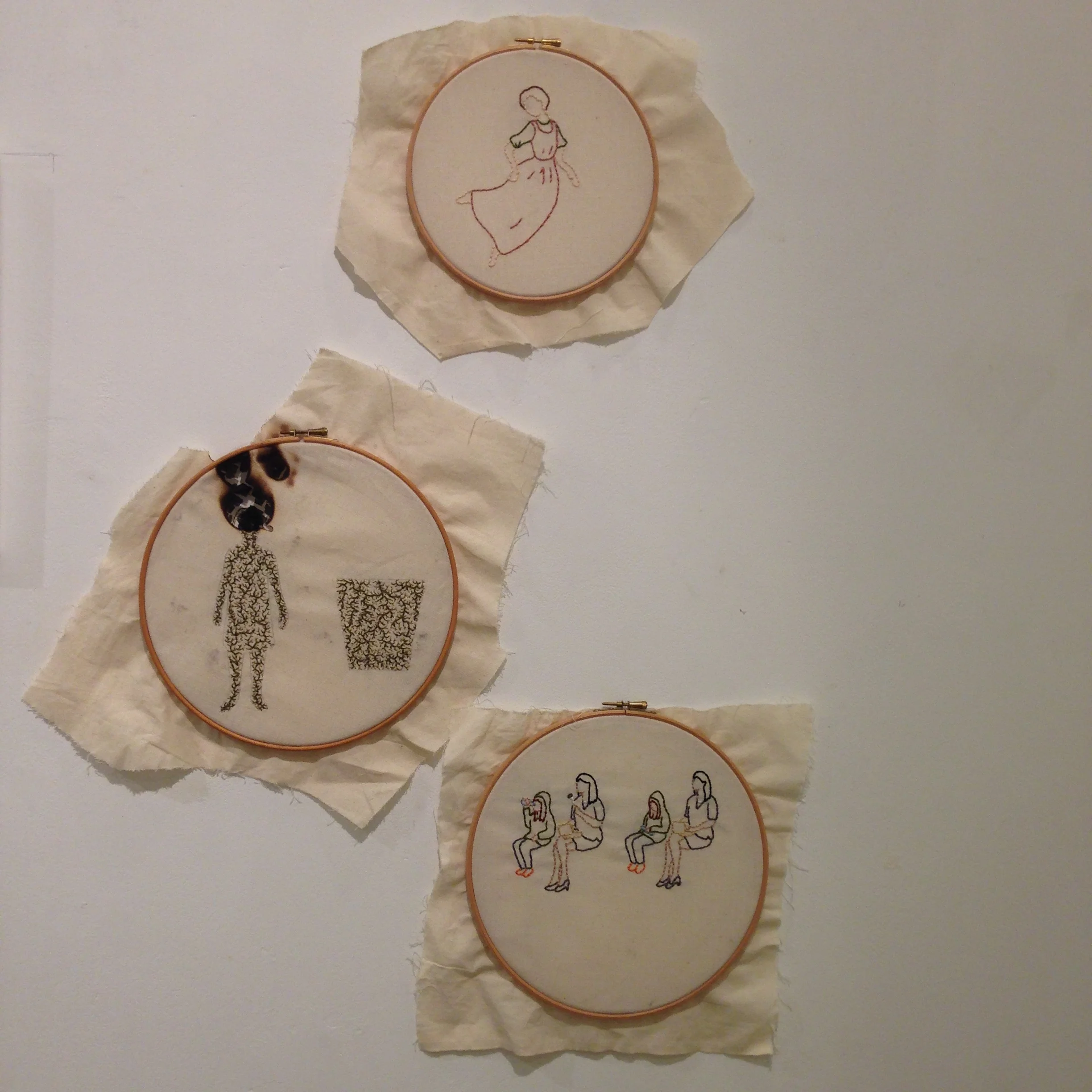 Embroideries, including a burnt one.