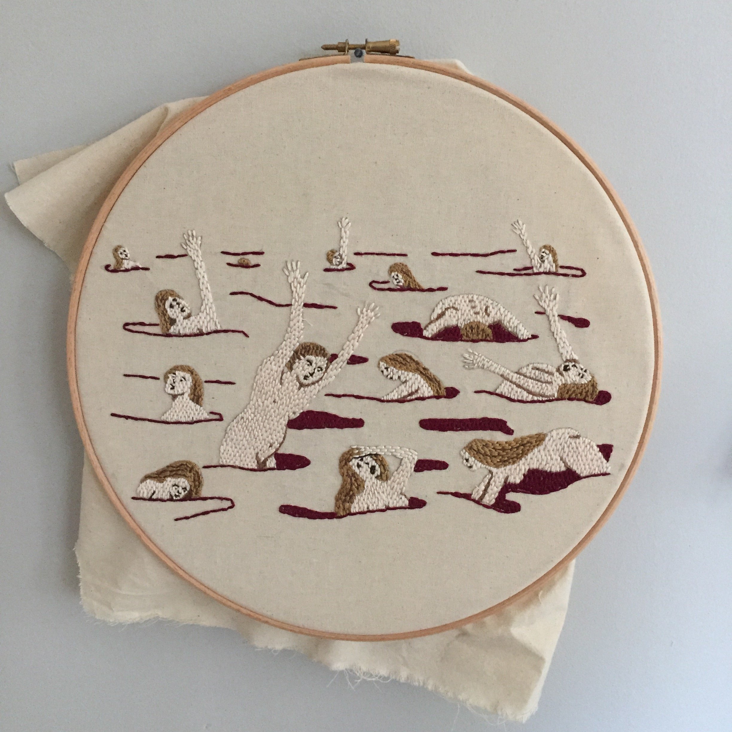 Embroidery from The Dancing Plague at the 155a Gallery