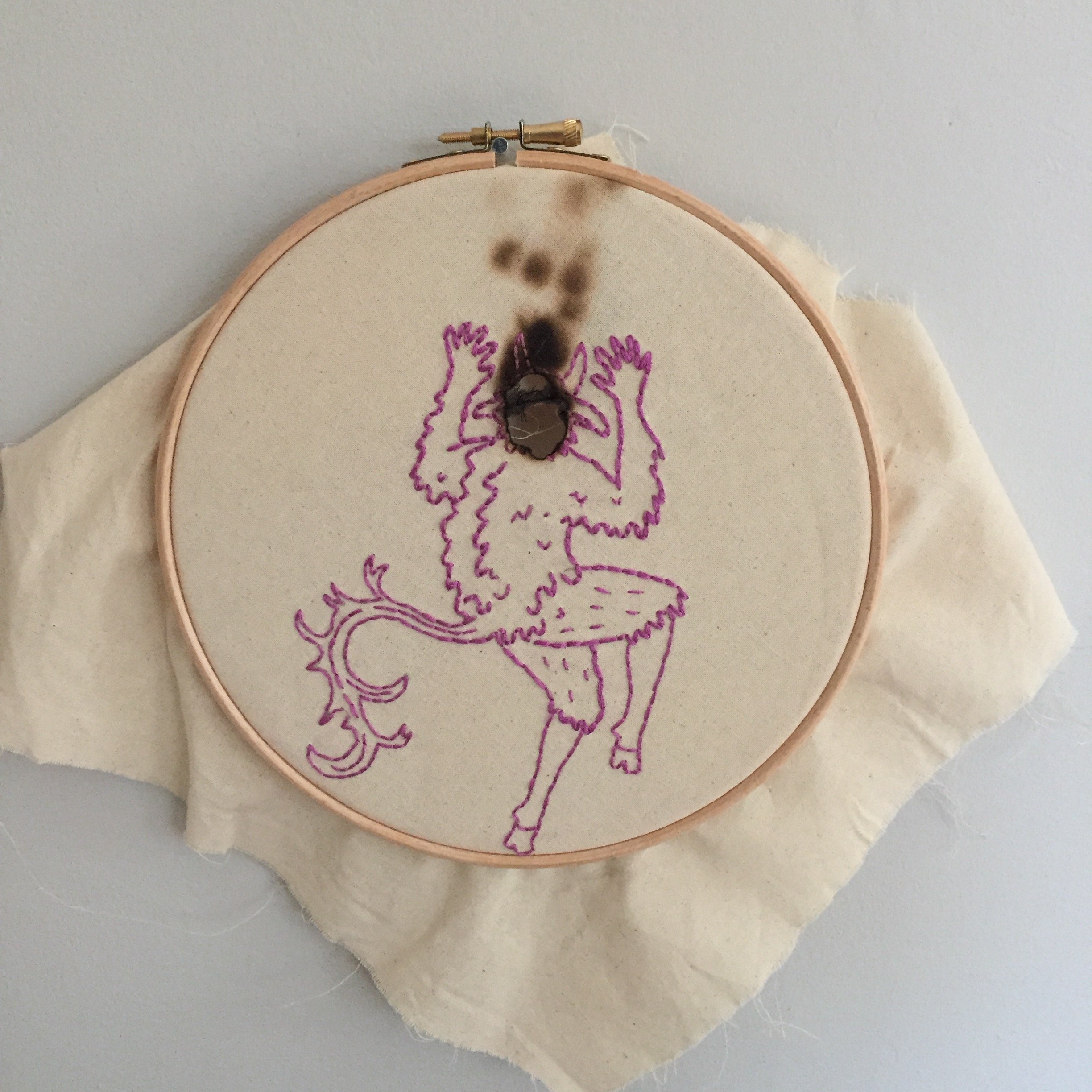 Embroidery from The Dancing Plague at the 155a Gallery