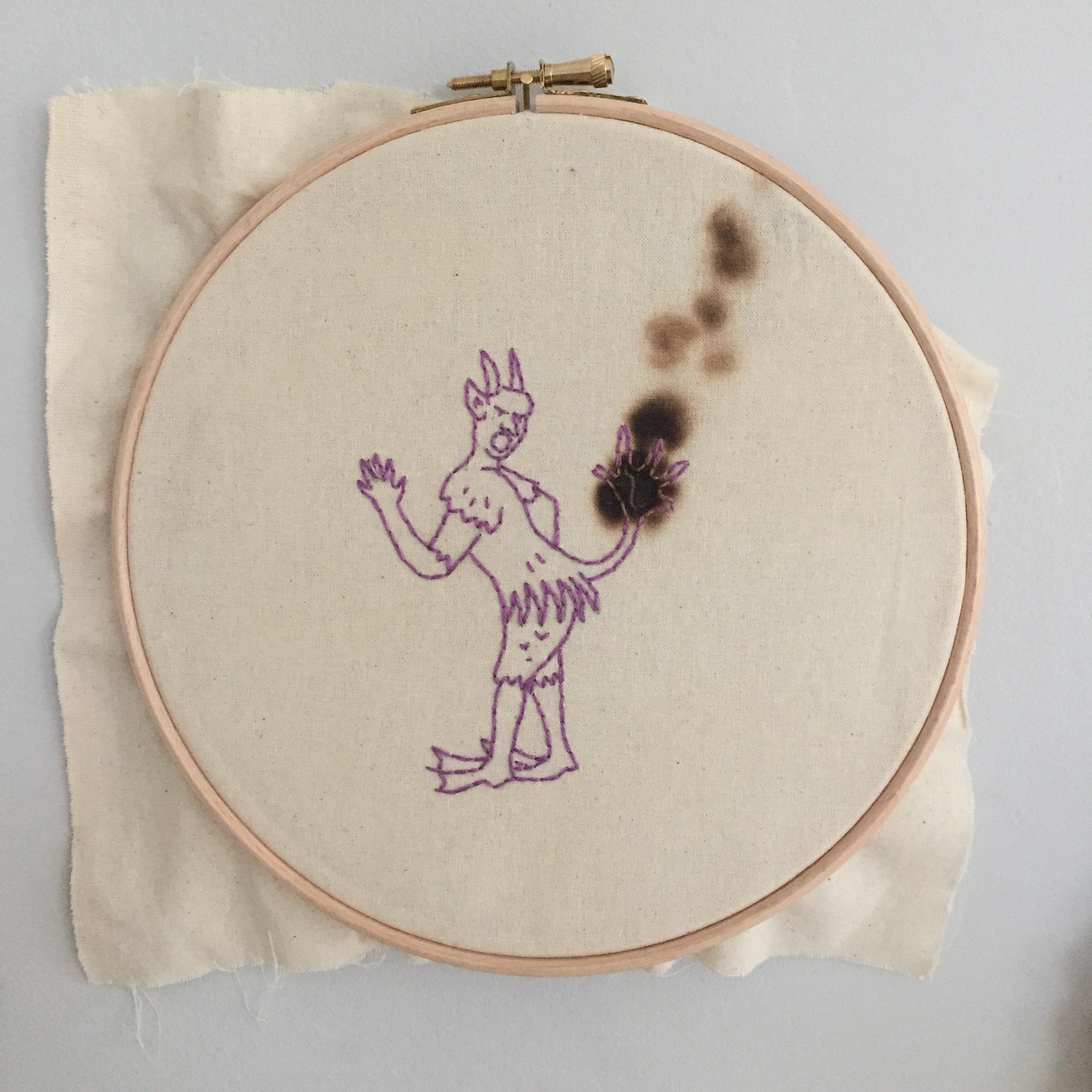 Embroidery from The Dancing Plague at the 155a Gallery