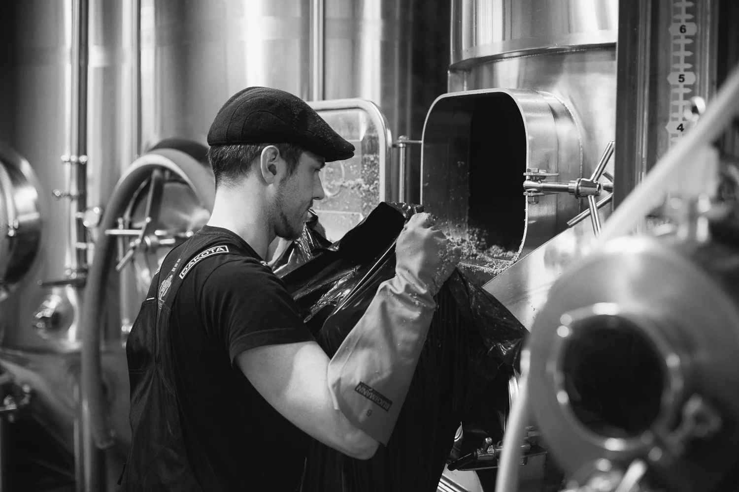 Callum of Halo Brewery cleaning.