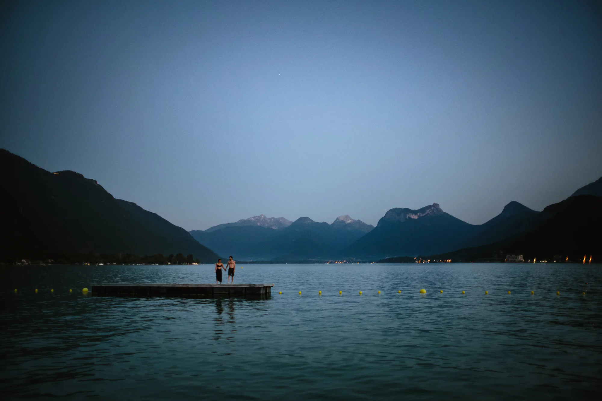 Jasmin and Adrien take a dip in Talloires, France