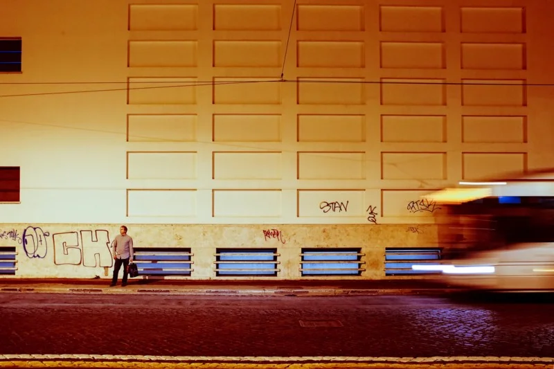 Bus Stop, Rome. From my self-portrait series, “Roma per uno”.