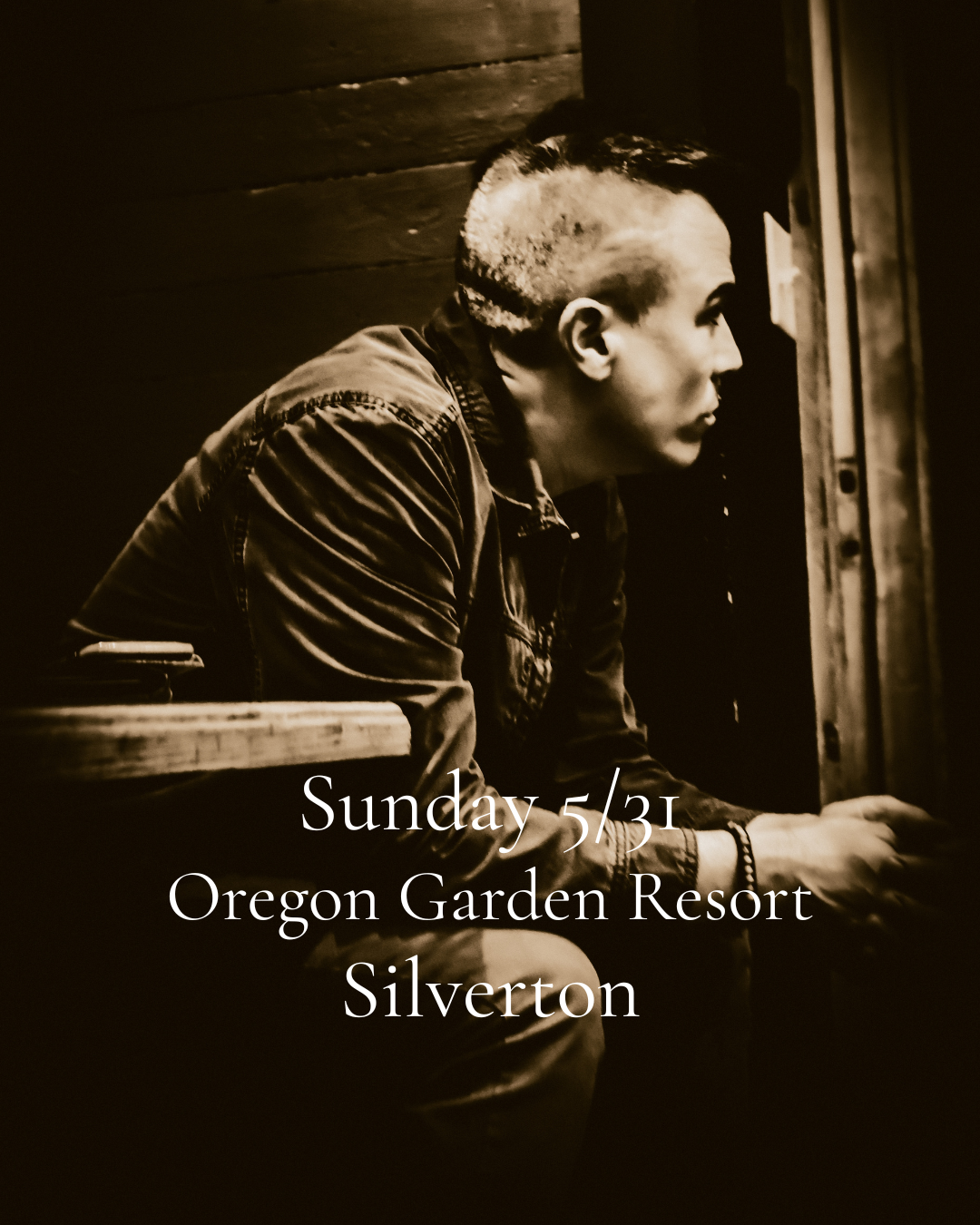 Geoffrey Louis Koch performing live at Oregon Garden Resort Silverton Oregon May 2026