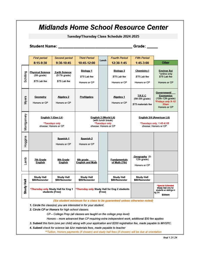 20242025 — Midlands Home School Resource Center