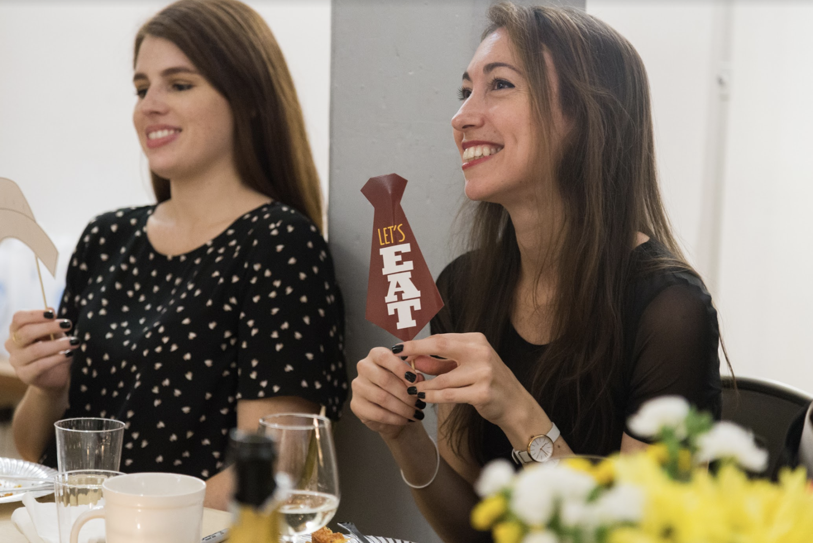 Head of Influencer Engagement Alex, @alexandrajourdan , and Head of Product Operations Miriam, @meemcw , enjoying the photo booth props.