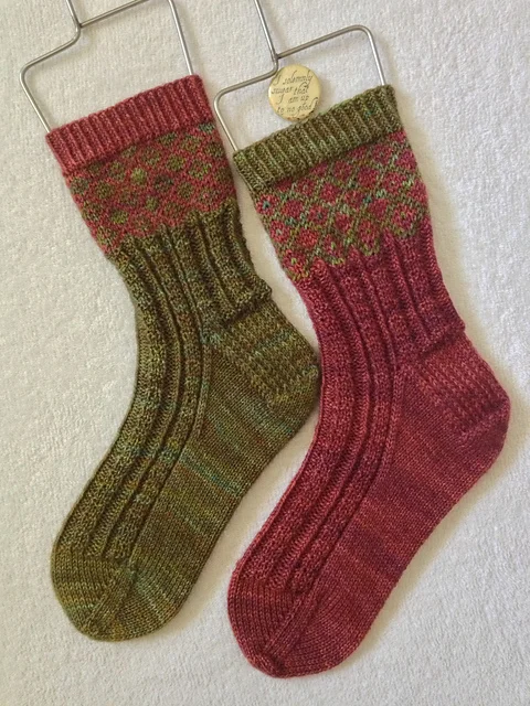Mma knitted these Fred and George socks using String Theory Hand Dyed Yarn Bluestocking. They look ace!