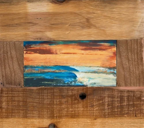 SOLD: Acrylic on reclaimed wood. 12" x 12" 
