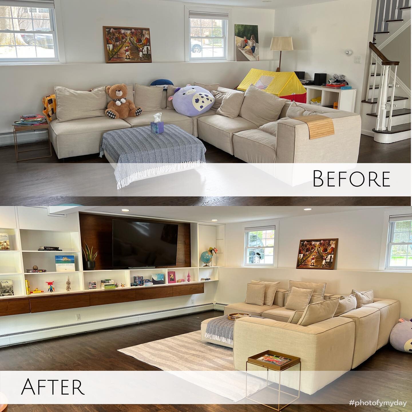 Before and after living room