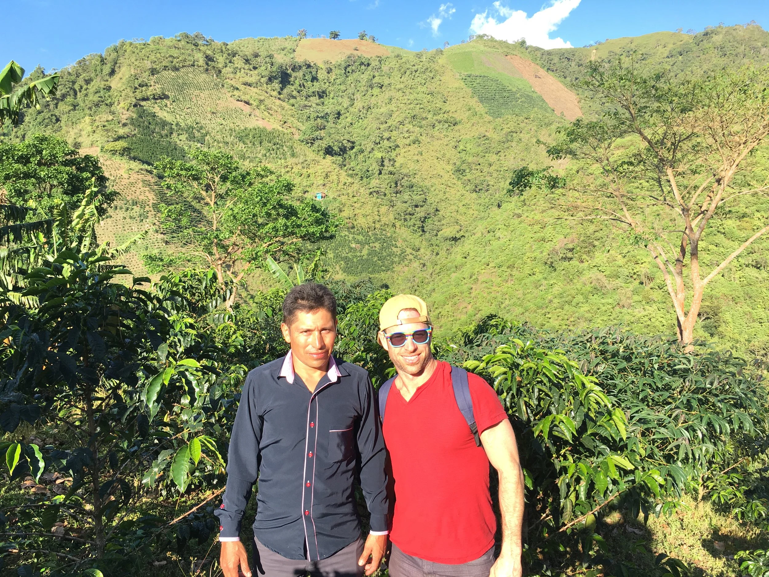 Dionel Chilito and Rick Evans at Finca La Pradera. We secured a small amount of Dionel's prized Geisha varietal at the silent auction.