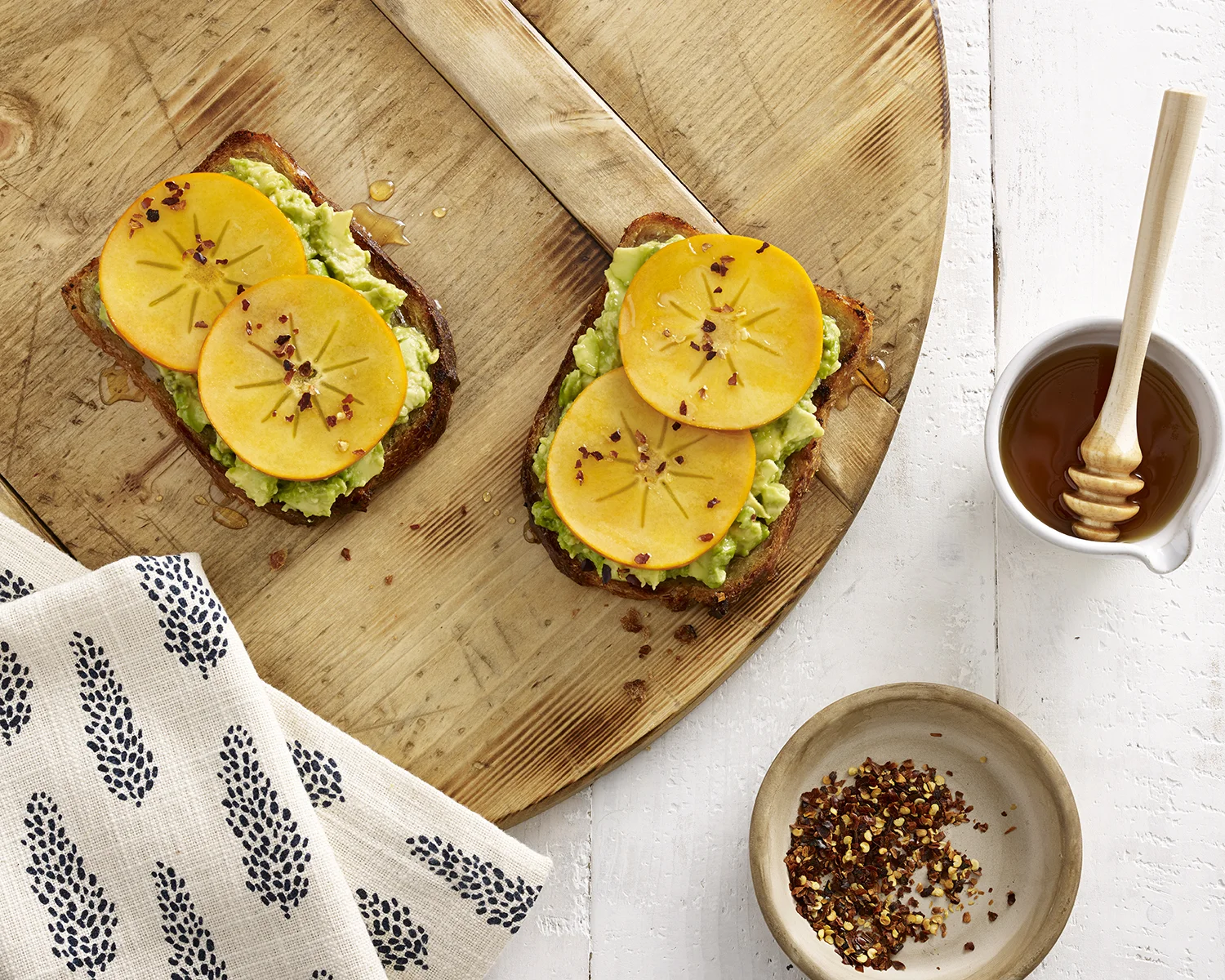 Persimmon avocado toast is one of several health-conscious recipes Giumarra developed for retailers and consumers.