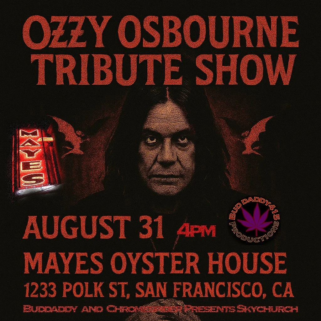Bite the head off your Sunday scaries 🦇 Ozzy Memorial Night hits Mayes Aug 31 &mdash; live bands, DJs &amp; all the Sabbath vibes. 🤘