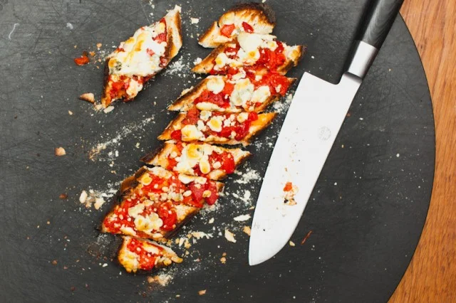Red Pepper and Blue Cheese Bruschetta