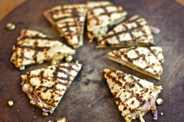 Grilled Corn, Onion & Goat Cheese Quesadilla