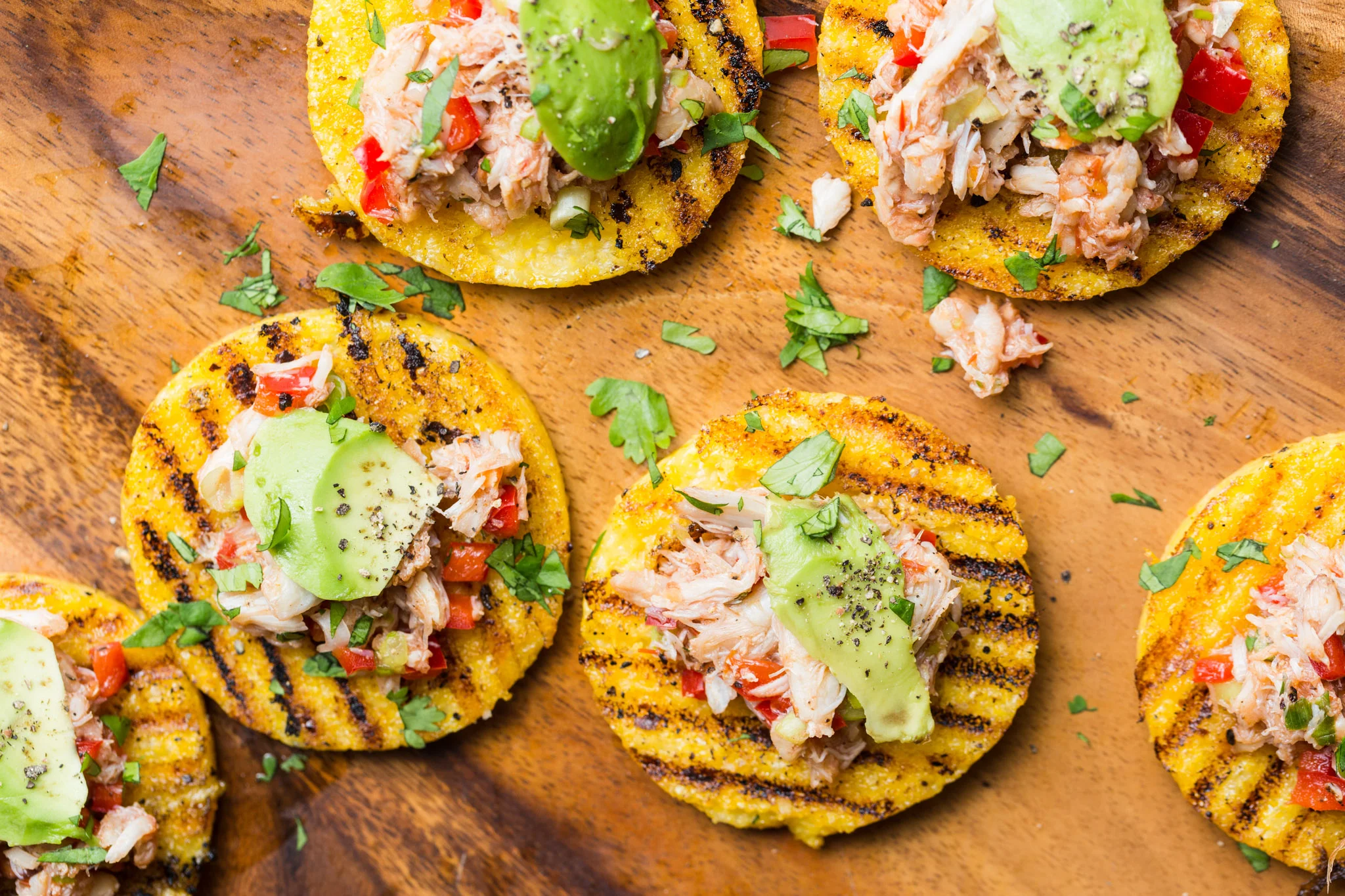 Grilled Polenta with Crab