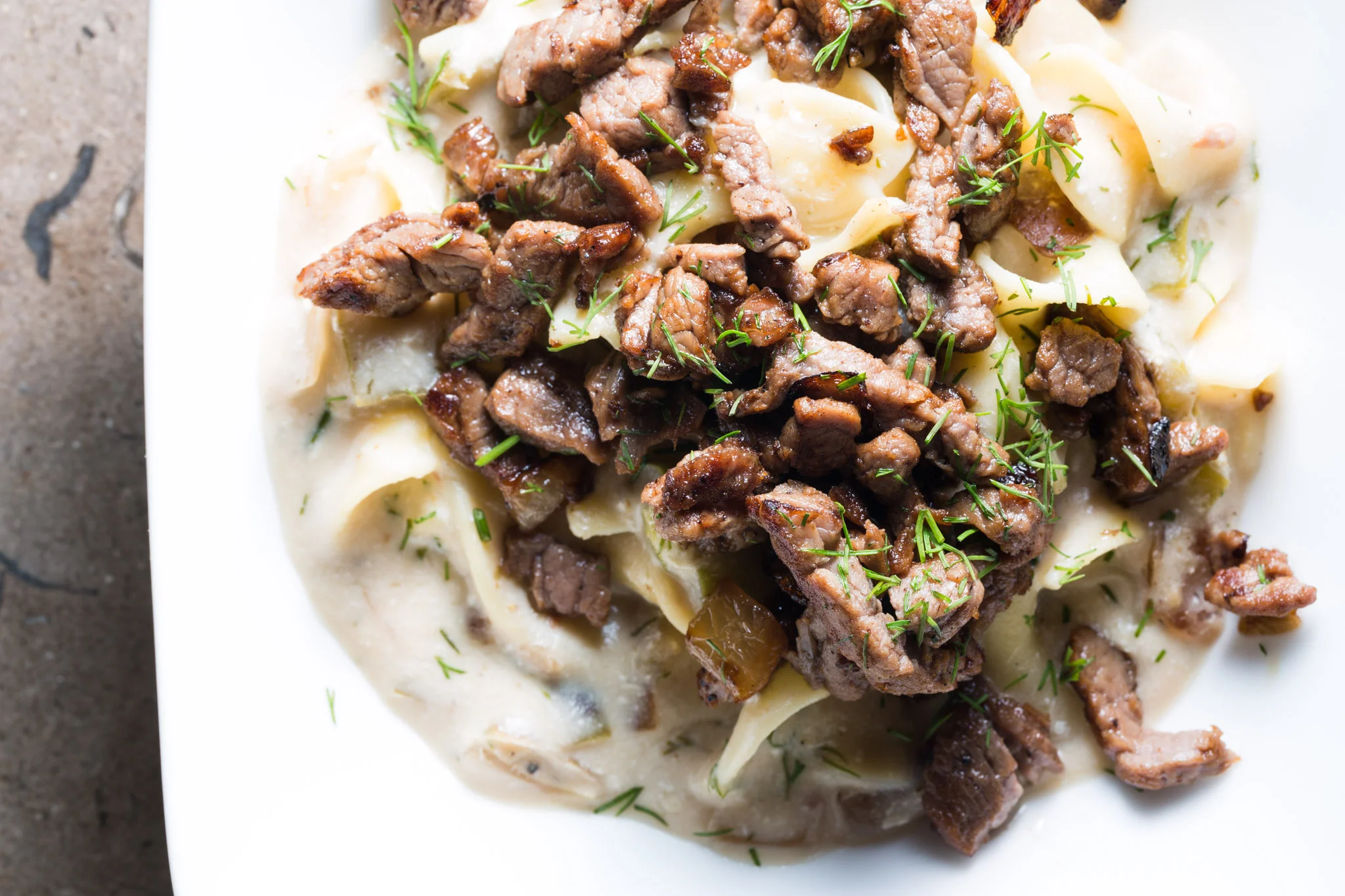 LEFTOVER STEAK, PEPPER & ONION STROGANOFF