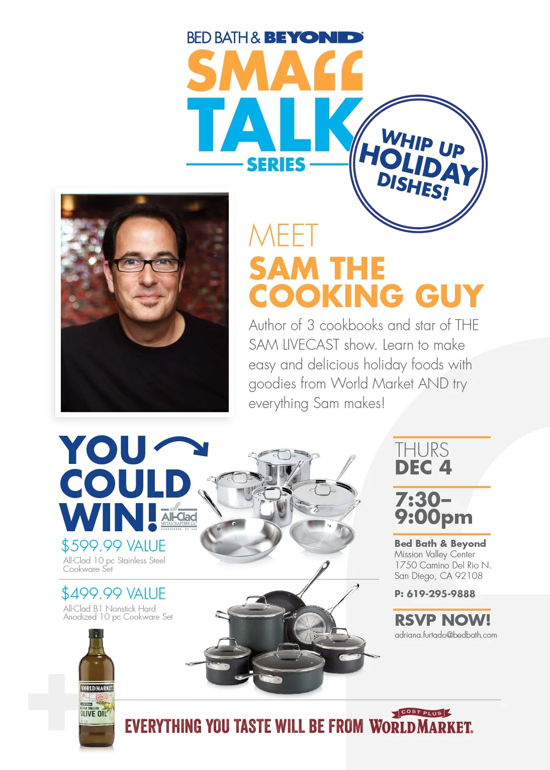 Holiday food demo Bed Bath & Beyond — SAM THE COOKING GUY