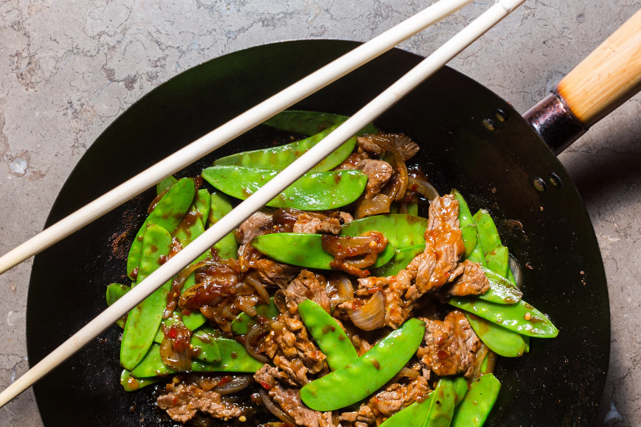 Beef and snow peas