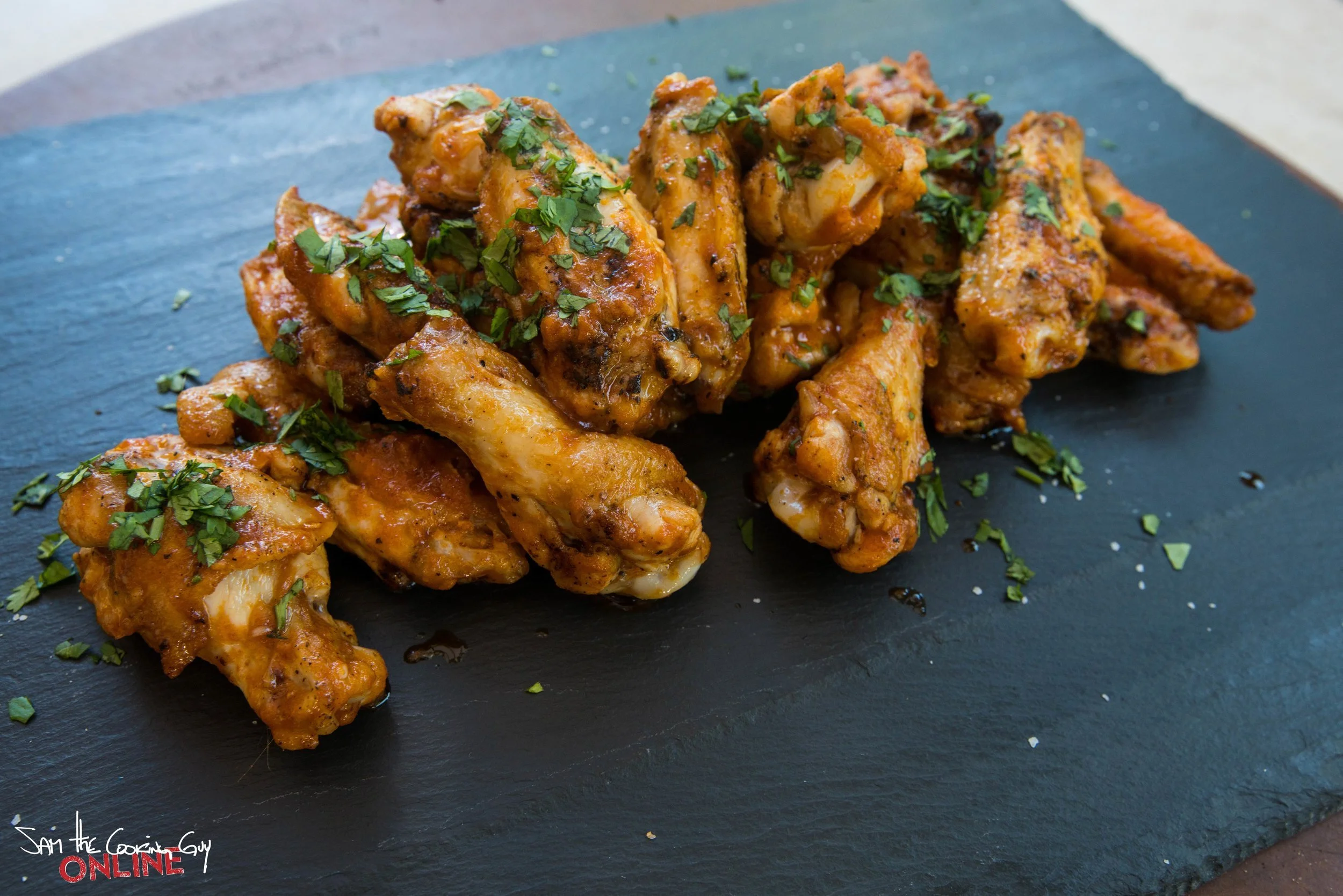 Grilled Sriracha Garlic Butter Wings