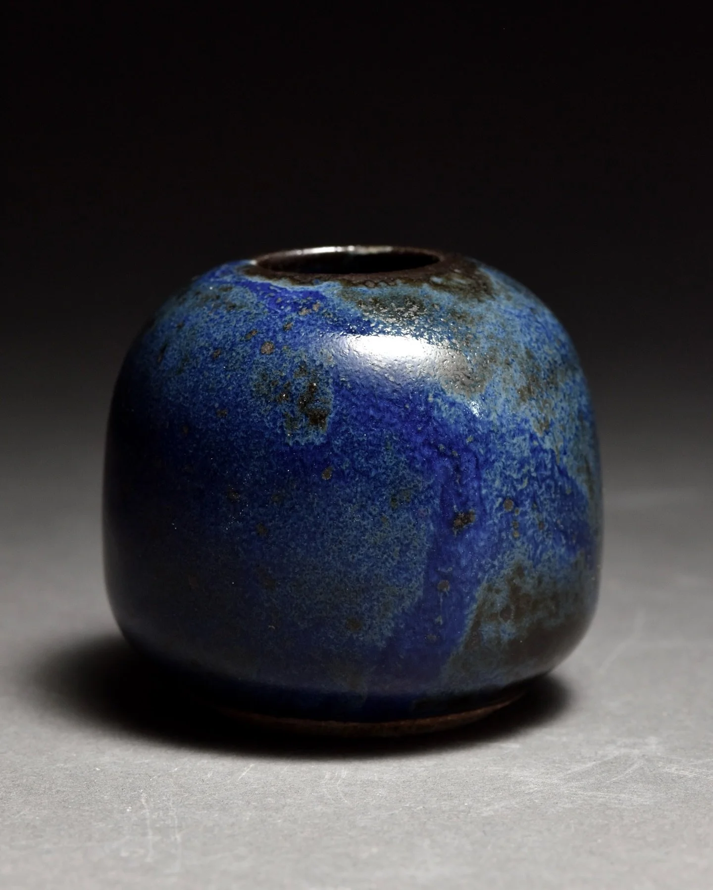 Glaze test with clear layered over black. This combination brings out the cobalt used to make the black glaze.