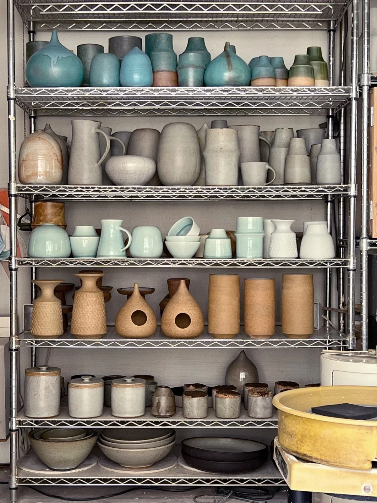 After 12 years in my tiny garage studio, we are moving to Calistoga in Napa Valley where the studio will be much larger and include 2 kilns. &thinsp;
&thinsp;
I'm excited to have all parts of the studio in one place: clay storage, making, firing, pho