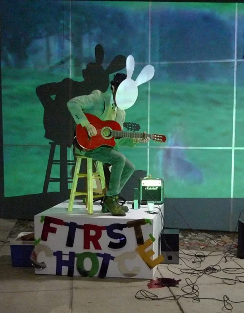 John Hogan, performance still of "First Choice" from the opening of Dialogues of Practice, Part 1 , March 14th, 2013.