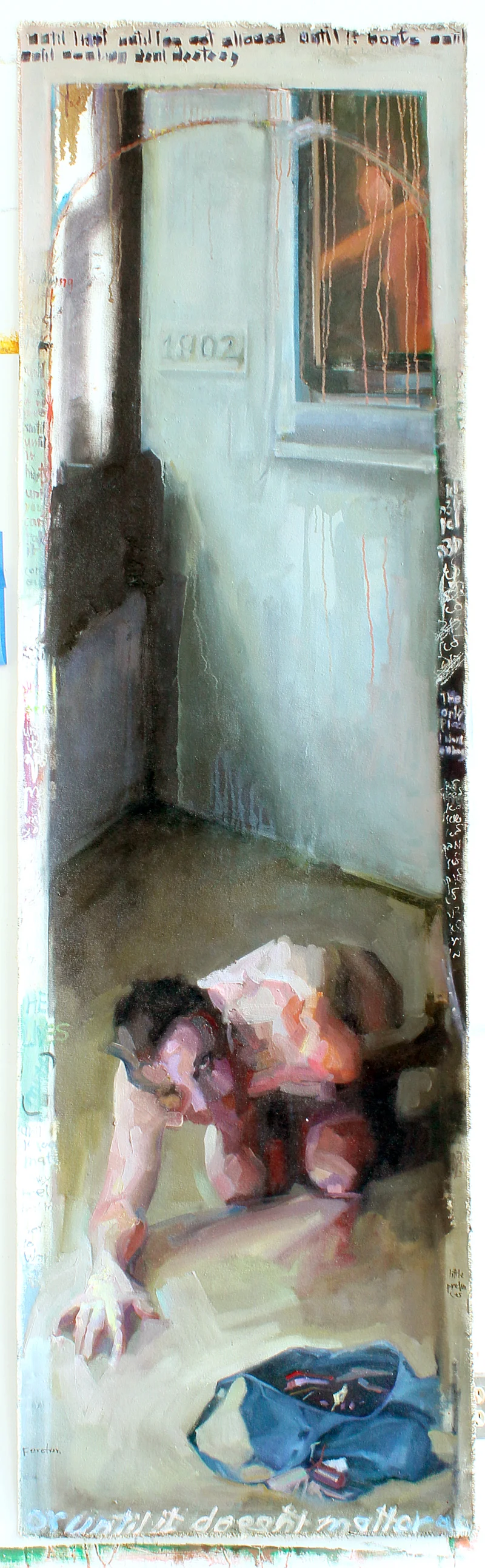 11 Commentaries, vomiter. Oil on canvas H100xW30%22 2013.jpg