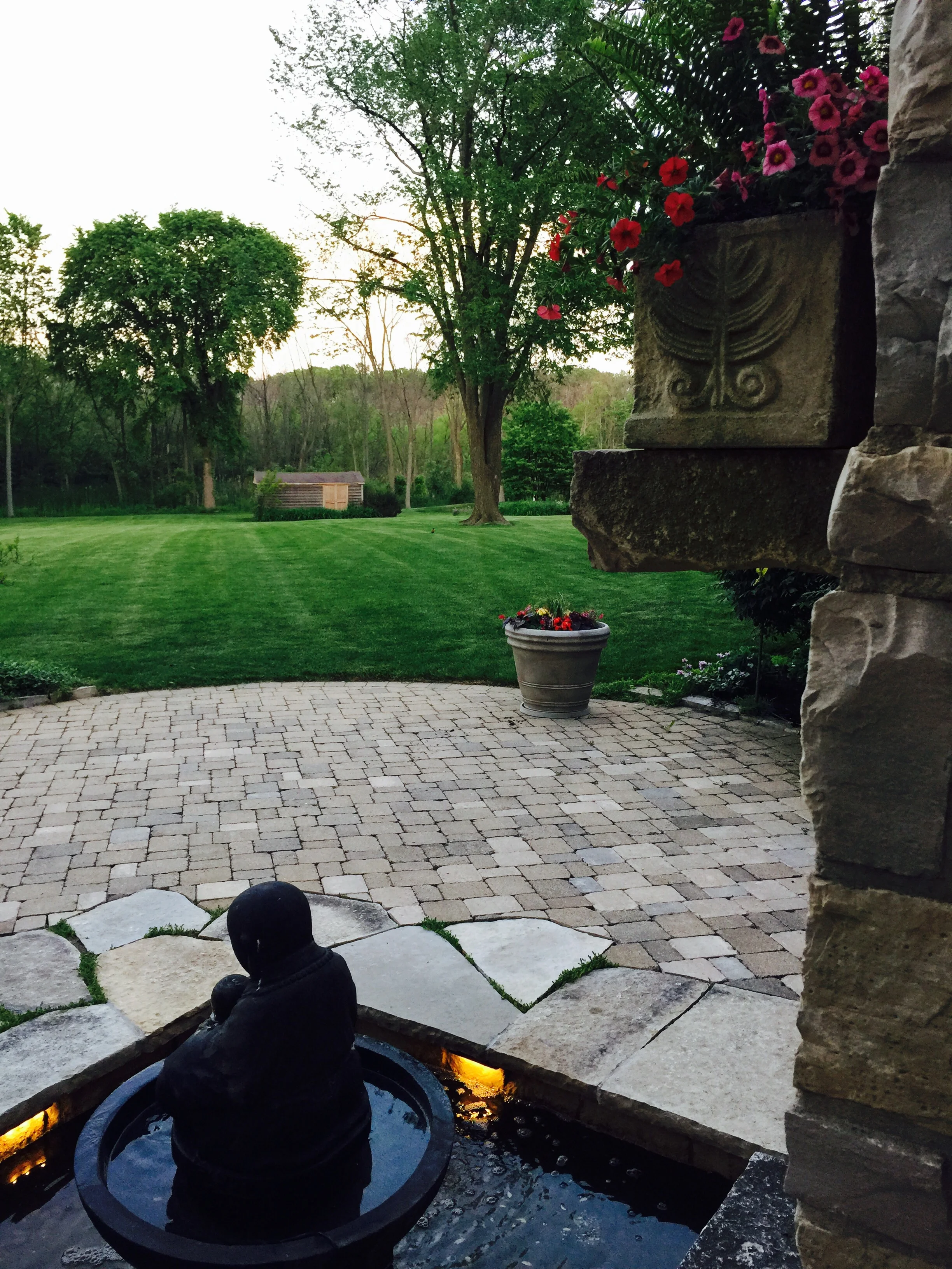 Limestone water feature.  