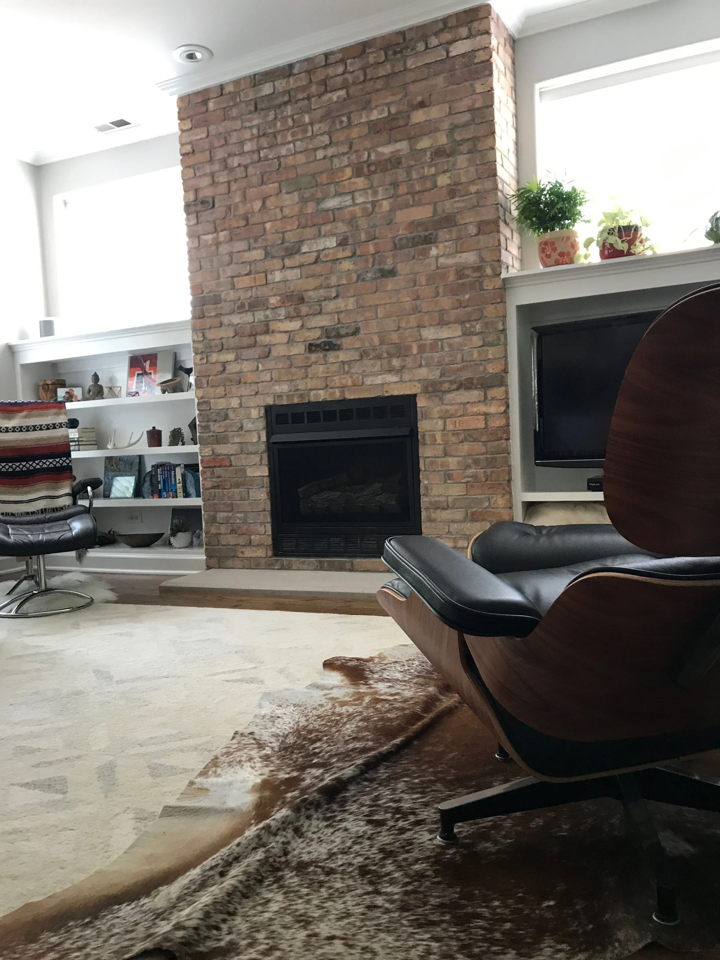 Indoor Brick Fireplace