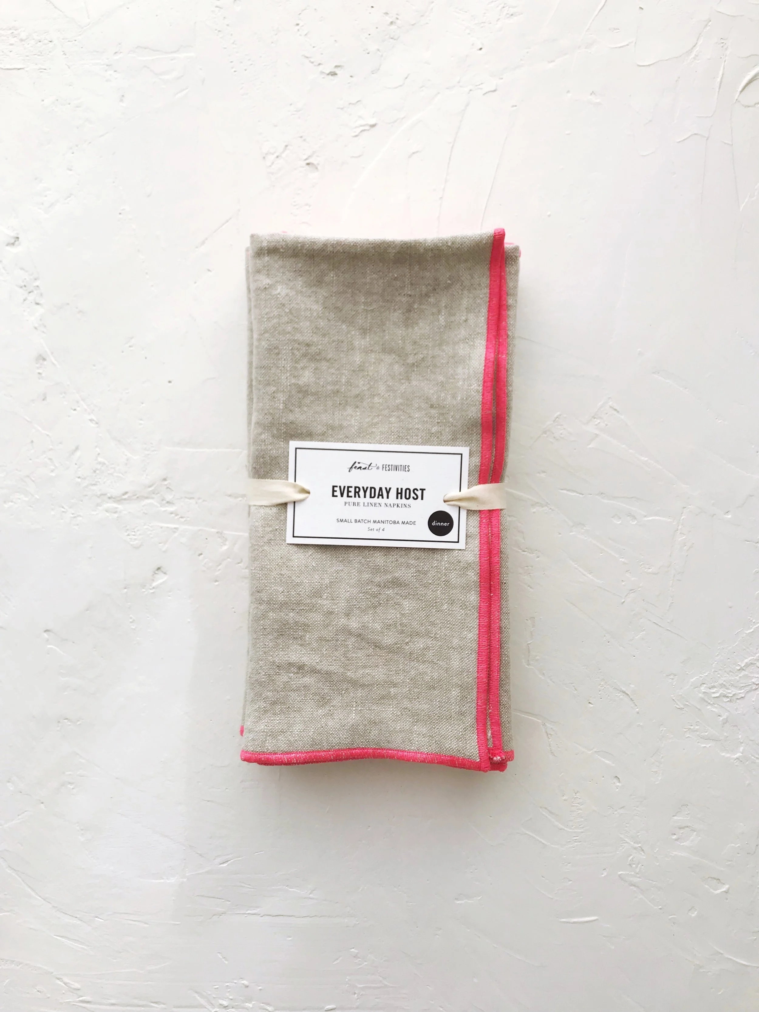 Oatmeal and Fuschia Dinner Napkin Set