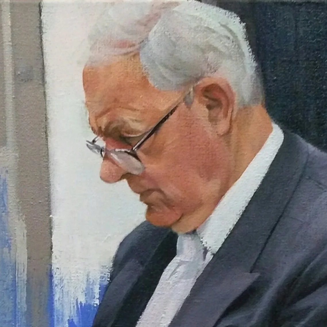  Oil Paint on Linen - Gentleman on the tube reading some News 