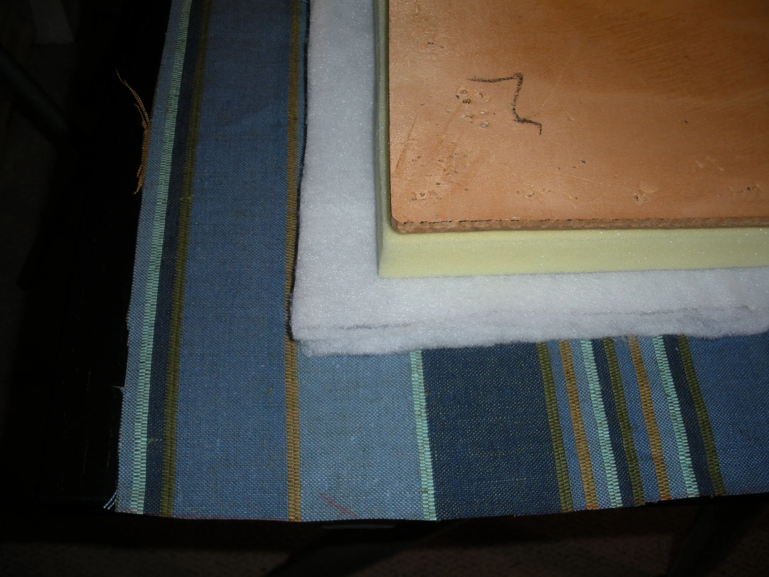 Fabric, batting, foam and seat